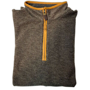 Orvis Simoom Quarter-Zip Sweater with Leather Elbow Patches and Trim Size L